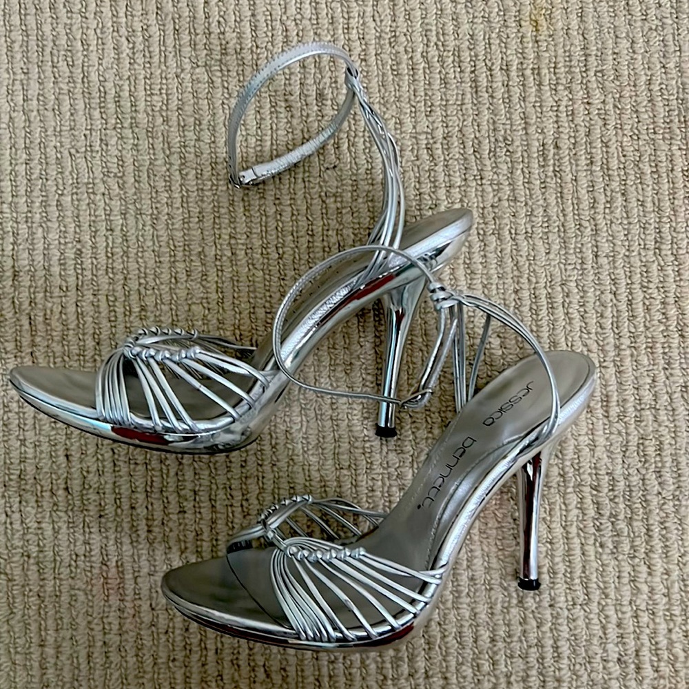 Silver stiletto sandals